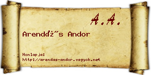 Arendás Andor névjegykártya