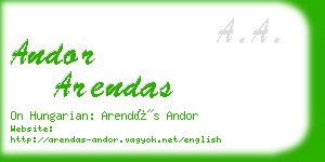 andor arendas business card